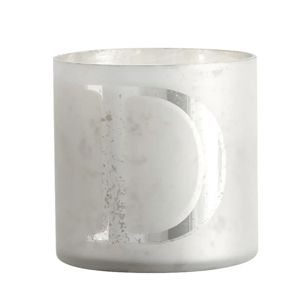 Pottery Barn Alphabet Mercury Glass Scented Candles 16 oz- Frosted Pine Letter D